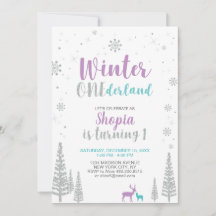 Convite de Aniversário de 1 Ano Winter Onederland 