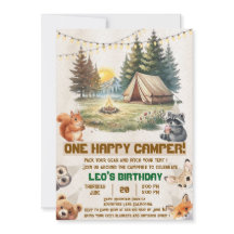 Convite de Aniversário de 1 ano Woodland Animals C