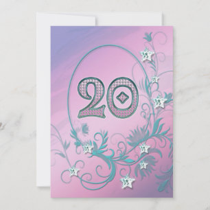 Convite de aniversário de 20 anos