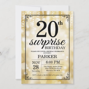 Convite de Aniversário de 20 anos Surpresa com Bri