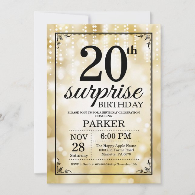 Convite de Aniversário de 20 anos Surpresa com Bri (Frente)