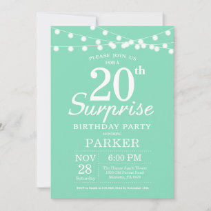 Convite de Aniversário de 20 anos Surpresa Verde M