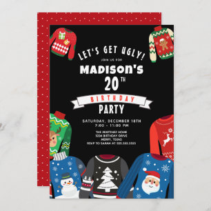 Convite de aniversário de 20 de Sweater Feio