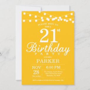 Convite de Aniversário de 21 anos Amarelo