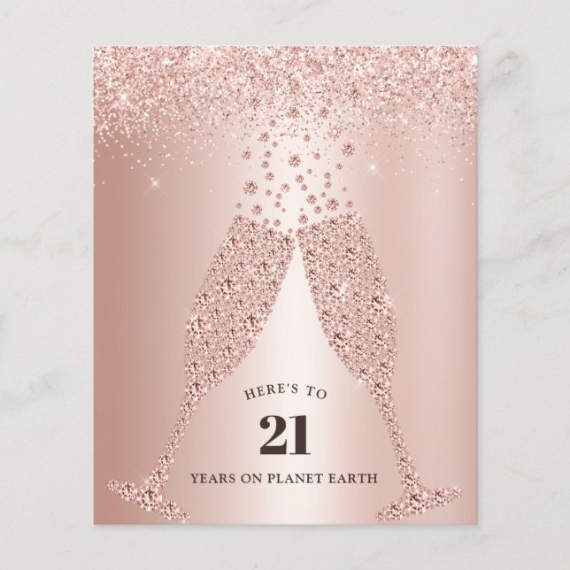 Convite de Aniversário de 21 anos Budget Blush Pin (Frente)