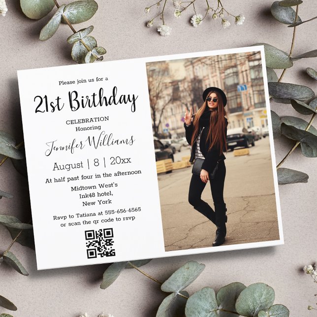 Convite de Aniversário de 21 anos com Foto e Códig (Criador carregado)