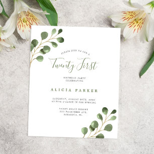 Convite de aniversário de 21 anos com orçamento el