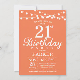 Convite de Aniversário de 21 anos Coral