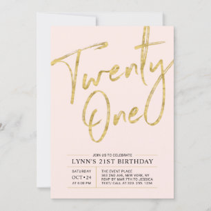 Convite de Aniversário de 21 anos   Dourado