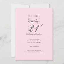 Convite de Aniversário de 21 Anos Minimalista Rosa