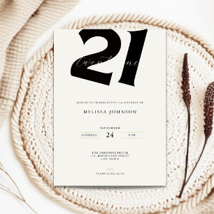 Convite de Aniversário de 21 anos Minimalista - Ti