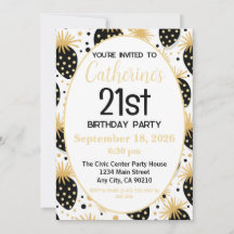 Convite de Aniversário de 21 anos, Morango Dourado