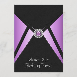 Convite de Aniversário de 21 Anos Roxo Preto