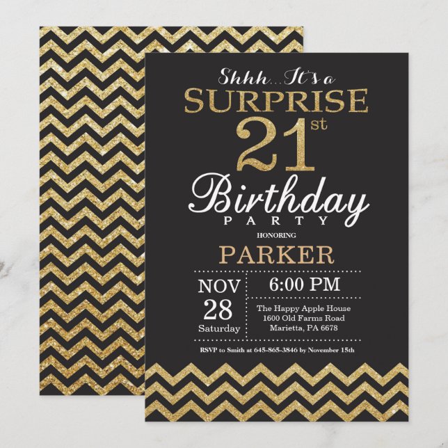 Convite de Aniversário de 21 anos Surpresa com Bri (Frente/Verso)