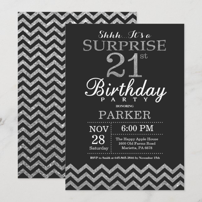 Convite de Aniversário de 21 anos Surpresa com Bri (Frente/Verso)