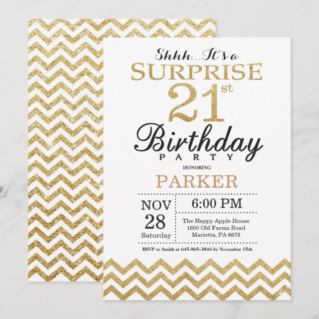 Convite de Aniversário de 21 anos Surpresa com Bri (Frente/Verso)