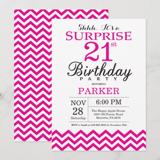 Convite de Aniversário de 21 anos Surpresa com Che (Frente/Verso)