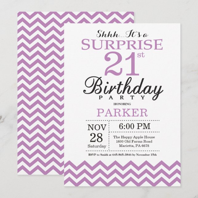 Convite de Aniversário de 21 anos Surpresa com Che (Frente/Verso)