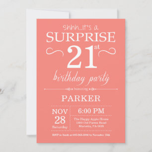 Convite de Aniversário de 21 anos Surpresa Coral