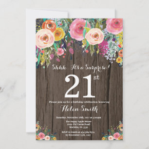 Convite de Aniversário de 21 anos Surpresa Floral 
