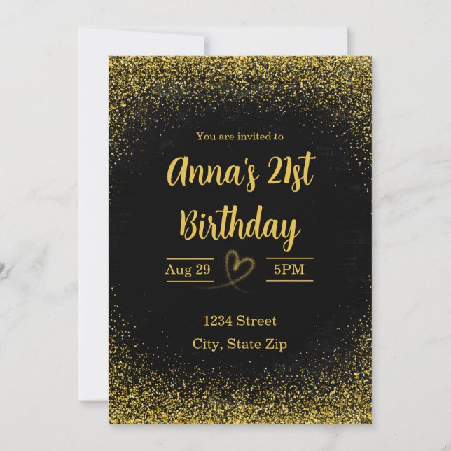 Convite de Aniversário de 21 anos – Vinte e Um em  (Frente)