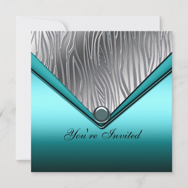 Convite de Aniversário de 21 Anos Zebra Azul Teal (Frente)