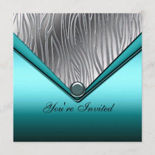 Convite de Aniversário de 21 Anos Zebra Azul Teal