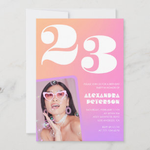 Convite de aniversário de 23 anos com gradiente ro
