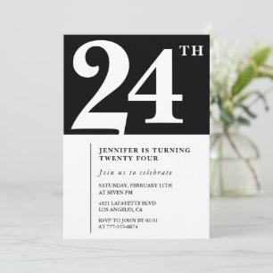 Convite de aniversário de 24 anos Girl Elegant Chi