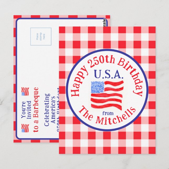 Convite de aniversário de 250 anos da bandeira dos (Frente/Verso)