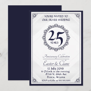 Convite de Aniversário de 25 Anos Azul Real