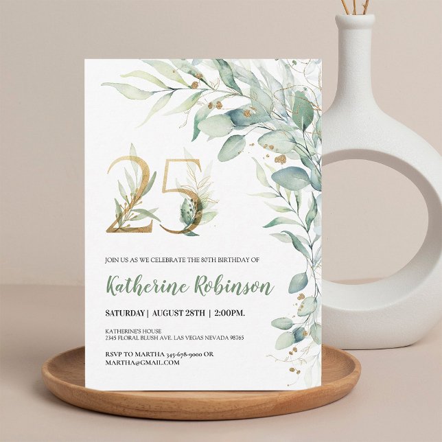 Convite de Aniversário de 25 Anos Chic para Ela |  (Criador carregado)