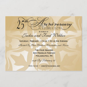 Convite de Aniversário de 25 Anos com Damask Elega