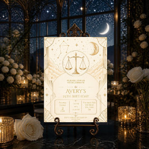 Convite de Aniversário de 25 anos de Libra Elegant