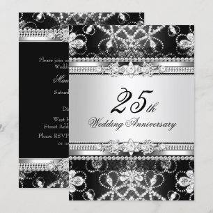 Convite de Aniversário de 25 anos Diamond Silver B