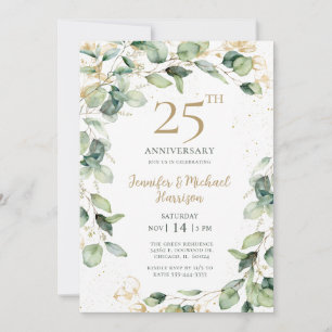 Convite de Aniversário de 25 anos Eucalyptus