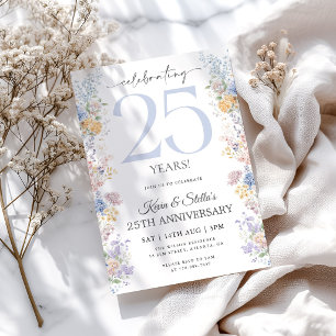 Convite de Aniversário de 25 Anos Floral Com Foto