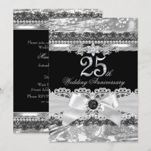 Convite de Aniversário de 25 anos Laço de Pérola P