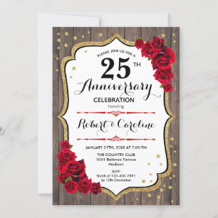 Convite de Aniversário de 25 anos - Madeira Dourad