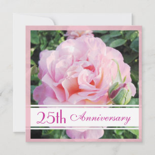 Convite de Aniversário de 25 Anos Pastel Pink Rose