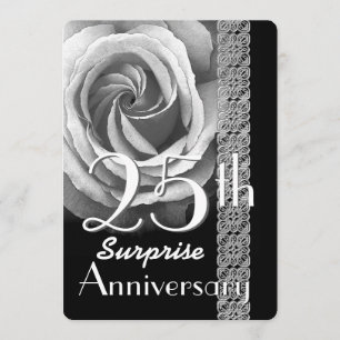 Convite de Aniversário de 25 anos SURPRISE Rosa V0