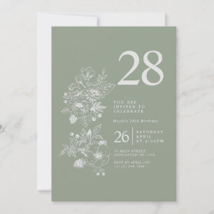 Convite de Aniversário de 28 Anos Botanical Wildfl