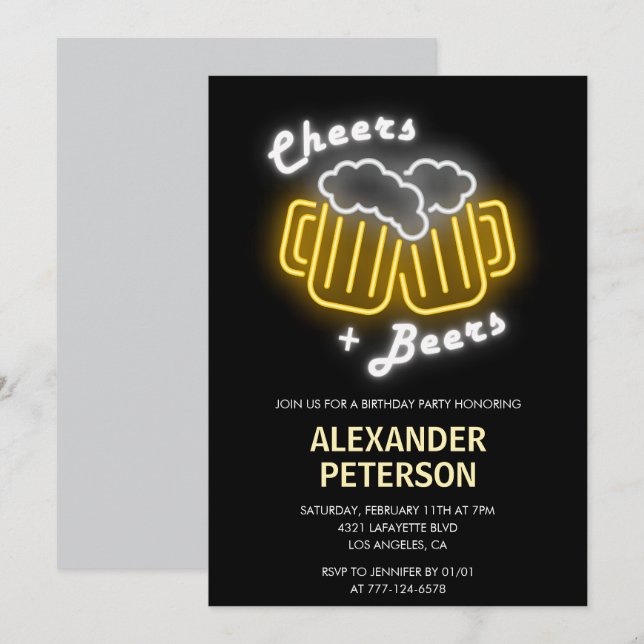 convite de aniversário de 29 anos Cheers e Beers H (Frente/Verso)