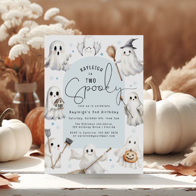 Convite de Aniversário de 2 Anos Blue Two Spooky (Criador carregado)
