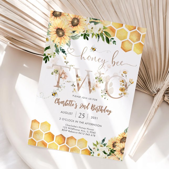 Convite de Aniversário de 2 anos com Tema Abelha (Criador carregado)