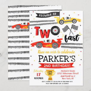 Convite de Aniversário de 2 anos Corrida de Carro 
