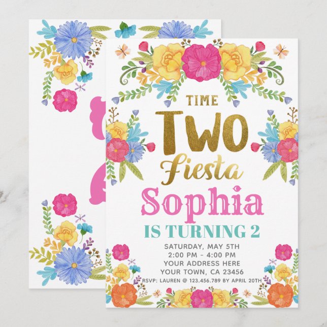 Convite de Aniversário de 2 anos da Fiesta (Frente/Verso)