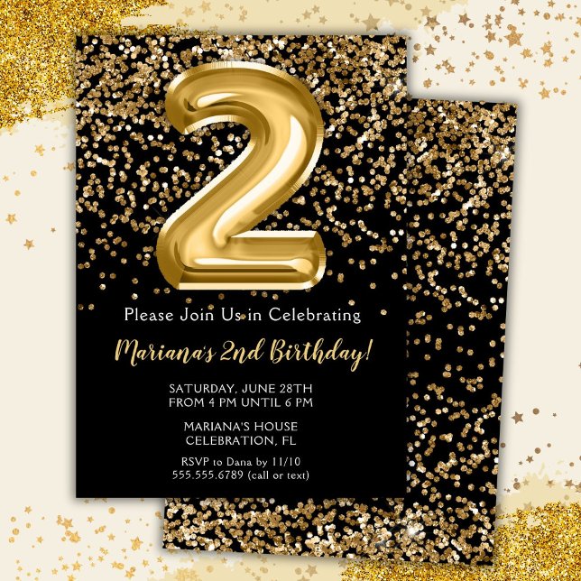 Convite de Aniversário de 2 Anos da Menina Black G (Criador carregado)