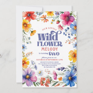 Convite de aniversário de 2 anos da Wildflower de 