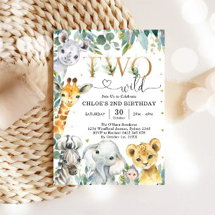Convite de Aniversário de 2 anos de Dois Animais d